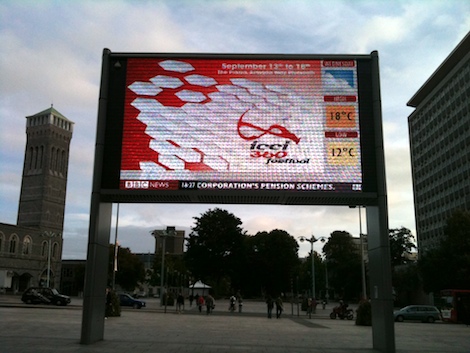 ICCI promo on Plymouth's Big Screen