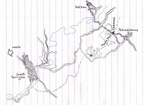 hand drawn map of the tarka trail